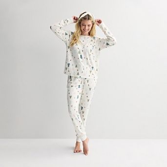 Women's Sonoma Goods For Life® 3 pc Pajama Top, Pajama Bottoms & Headband Set