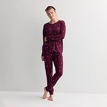 Women's Sonoma Goods For Life® 3 pc Pajama Top, Pajama Bottoms & Headband Set