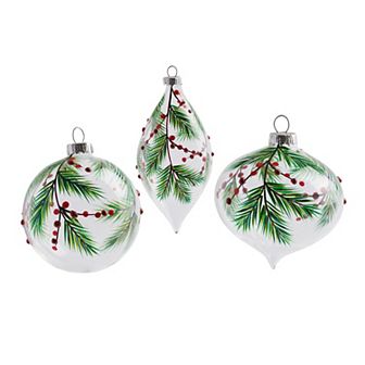 Studio 66 Garland Christmas Ornament 3 pc Set with Pine Design