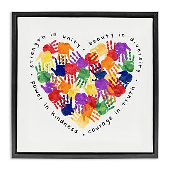 Stupell Home Decor Handprint Heart Framed Canvas Wall Art