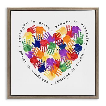 Stupell Home Decor Handprint Heart Framed Canvas Wall Art