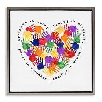 Stupell Home Decor Handprint Heart Framed Canvas Wall Art