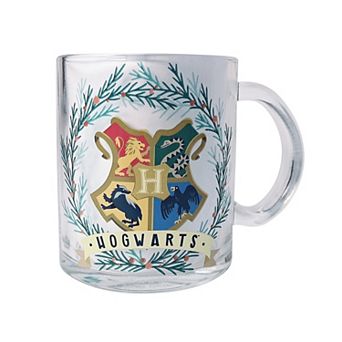 Harry Potter 17.5 oz Hogwarts Wreath Glass Coffee Mug