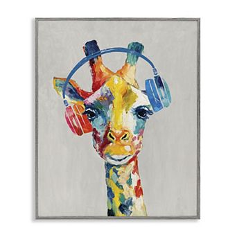 Stupell Home Decor Giraffe Headphone Music Jungle Framed Wall Art