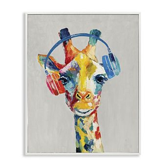 Stupell Home Decor Giraffe Headphone Music Jungle Framed Wall Art
