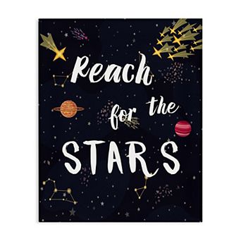 Stupell Home Decor Reach The Stars Motivational Phrase Canvas Wall Art