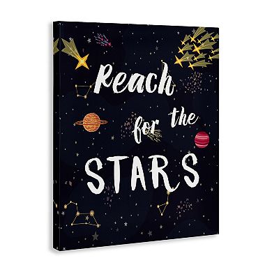 Stupell Home Decor Reach The Stars Motivational Phrase Canvas Wall Art