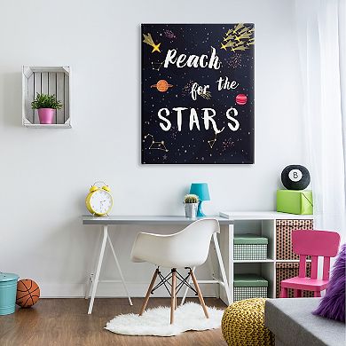 Stupell Home Decor Reach The Stars Motivational Phrase Canvas Wall Art
