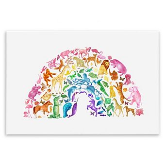 Stupell Home Decor Arched Rainbow Mixed Animals Plaque Wall Art