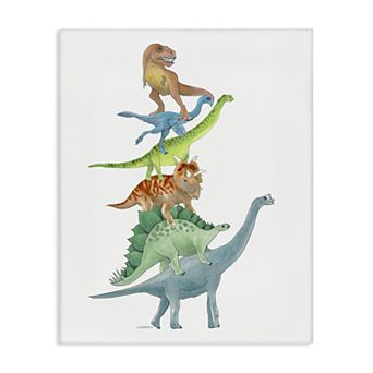 Stupell Home Decor Stacked Dinosaurs Canvas Wall Art