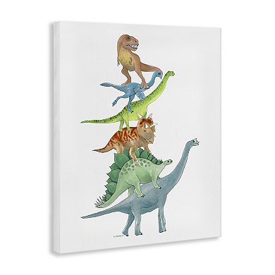 Stupell Home Decor Stacked Dinosaurs Canvas Wall Art
