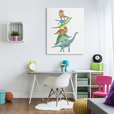 Stupell Home Decor Stacked Dinosaurs Canvas Wall Art