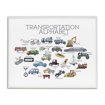 Stupell Home Decor Educational Vehicles Cars Framed Giclee Wall Art