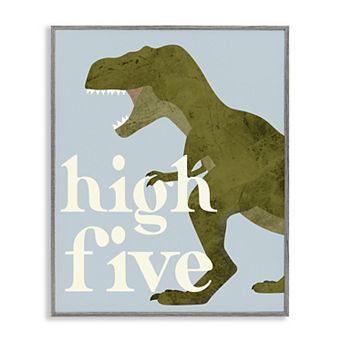 Stupell Home Decor Roaring Dinosaur T-Rex Kids Typography Framed Wall Art