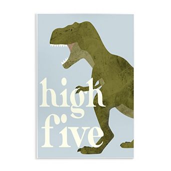Stupell Home Decor Roaring Dinosaur T-Rex Kids Typography Plaque Wall Art
