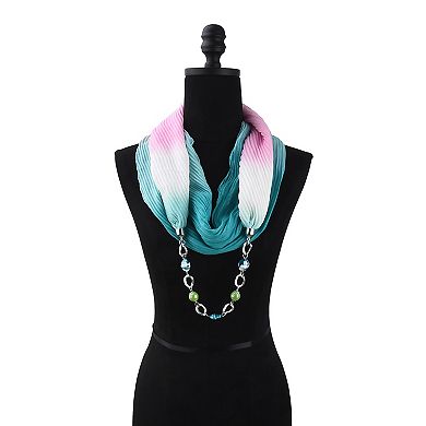 Mellow World Gradient Color Infinity Scarf With Necklace