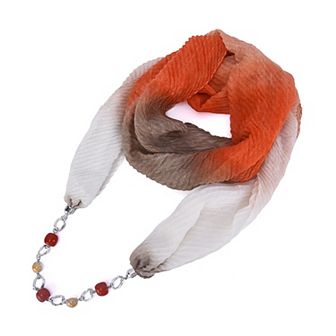 Mellow World Gradient Color Infinity Scarf With Necklace