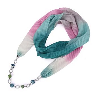 Mellow World Gradient Color Infinity Scarf With Necklace