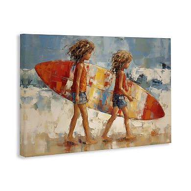 Stupell Home Decor Kids with Surfboard Canvas Wall Art