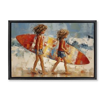 Stupell Home Decor Kids Surfboard Framed Canvas Wall Art