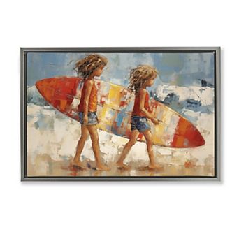Stupell Home Decor Kids Surfboard Framed Canvas Wall Art