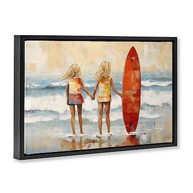 Stupell Home Decor Kids Beach Surfboard Framed Canvas Wall Art