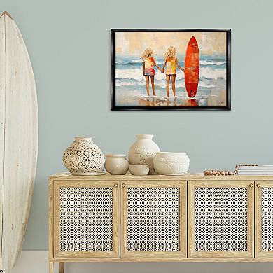 Stupell Home Decor Kids Beach Surfboard Framed Canvas Wall Art