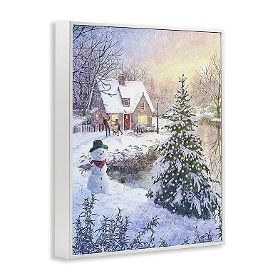 Stupell Home Decor Kids Playing in Snow Framed Wall Art