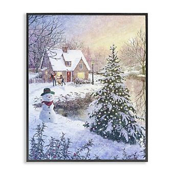 Stupell Home Decor Kids Playing in Snow Framed Wall Art