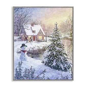 Stupell Home Decor Kids Playing in Snow Framed Wall Art