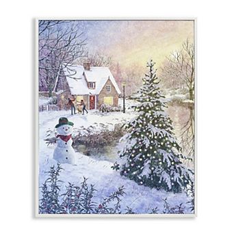 Stupell Home Decor Kids Playing in Snow Framed Wall Art