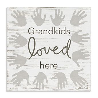 Stupell Home Decor Grandkids Loved Here Handprint Canvas Wall Art