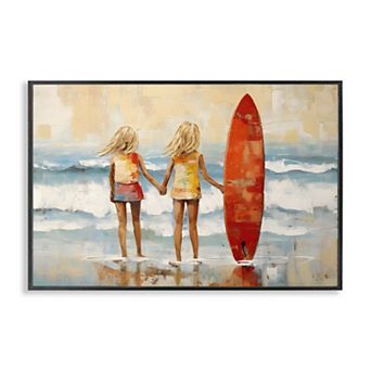 Stupell Home Decor Kids Beach Surfboard Framed Wall Art