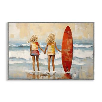 Stupell Home Decor Kids Beach Surfboard Framed Wall Art