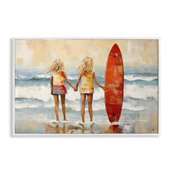 Stupell Home Decor Kids Beach Surfboard Framed Wall Art