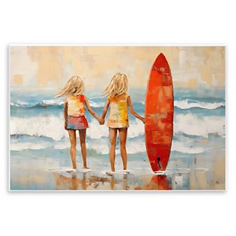 Stupell Home Decor Kids Beach Surfboard Plaque Wall Art