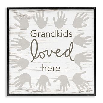 Stupell Home Decor Grandkids Loved Here Family Handprints Framed Wall Art