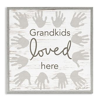 Stupell Home Decor Grandkids Loved Here Family Handprints Framed Wall Art
