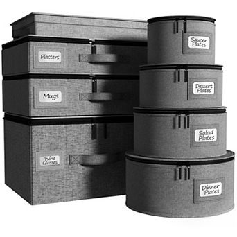 Sorbus 8 pc Hard Shell Dinnerware Storage Cases - for Dinnerware, Mugs, Cups