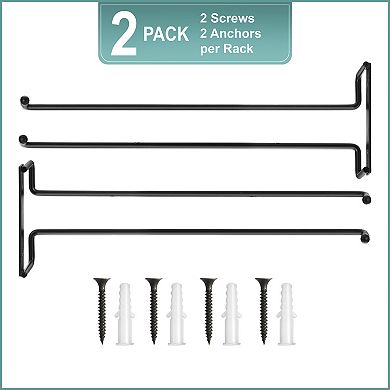 Sorbus 2 Pack 12 Inch Wall Mounted Wine Glass Racks for Under Cabinet - Holds Up to 4 Glasses Each