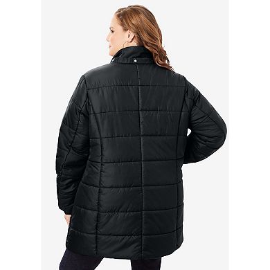 Roaman's Women's Plus Size Classic Length Puffer Coat