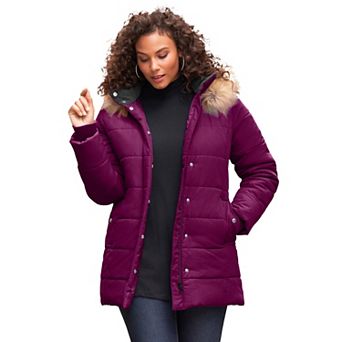 Roaman's Women's Plus Size Classic Length Quilted Puffer Jacket