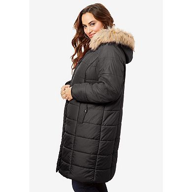 Roaman's Women's Plus Size Plus Size Knee Length Puffer Coat