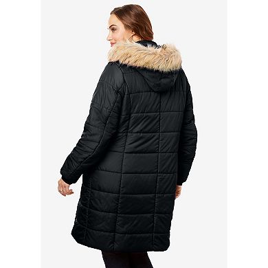 Roaman's Women's Plus Size Knee Length Puffer Coat