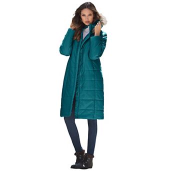 Roaman's Women's Plus Size Knee Length Puffer Coat