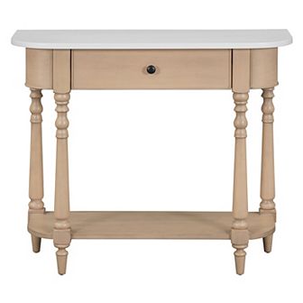 Merax Narrow Console Table with Curved Corner, Retro Entryway Table