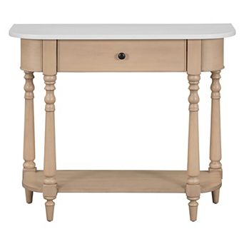 Merax Narrow Console Table with Curved Corner, Retro Entryway Table