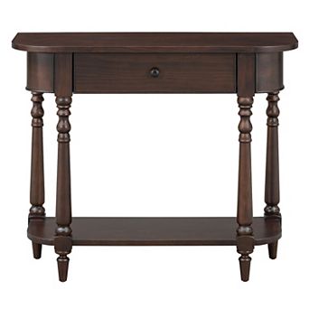 Merax Narrow Console Table with Curved Corner, Retro Entryway Table