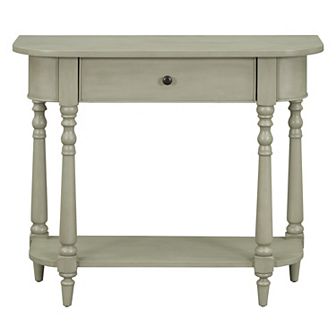 Merax Narrow Console Table with Curved Corner, Retro Entryway Table