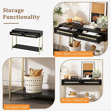 Merax Entryway Table, Console Table with Two Drawers, Retro Hallway Table